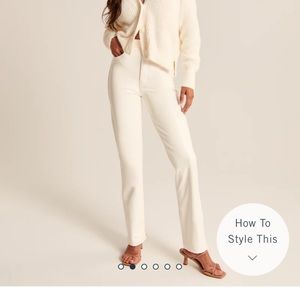 Abercrombie vegan leather straight pants - new with tags. Size 27 - white